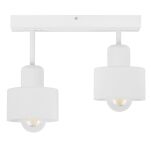 Biała lampa sufitowa, dwupunktowy spot DWE30x7WE z drewna i metalu E27 - 2