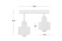 Biała lampa sufitowa, dwupunktowy spot DWE30x7WE z drewna i metalu E27 - 4