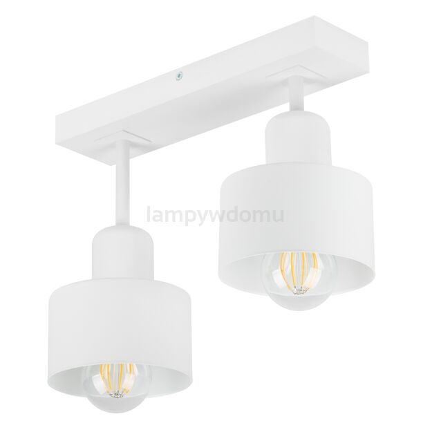 Biała lampa sufitowa, dwupunktowy spot DWE30x7WE z drewna i metalu E27