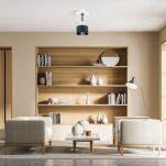 Antracytowo-biała lampa sufitowa, jednopunktowy spot DAN10x10WE z drewna i metalu E27 - 3