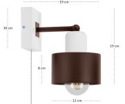 Brązowo-biały kinkiet LED SHWD-BR10x10WE jednopunktowy z litego drewna z włącznikiem - 4