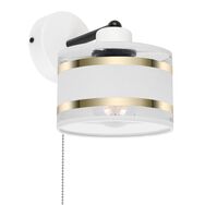 Biały kinkiet LED z włącznikiem z białym abażurem SHWD-TI-1010WE-WE jednopunktowy industrialny z metalu