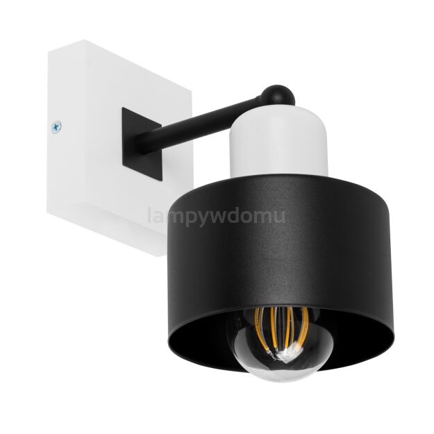 Czarno-biały kinkiet LED WD-SC10x10WE jednopunktowy z litego drewna