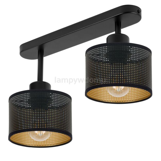 Lampa sufitowa czarna dwupunktowa z czarnymi abażurami B-3306SC-SC E27