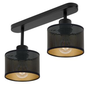 Lampa sufitowa czarna dwupunktowa z czarnymi abażurami B-3306SC-SC E27