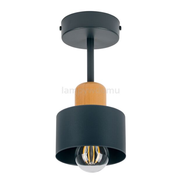 Antracytowa lampa sufitowa, jednopunktowy spot DBU1010AN z drewna i metalu E27