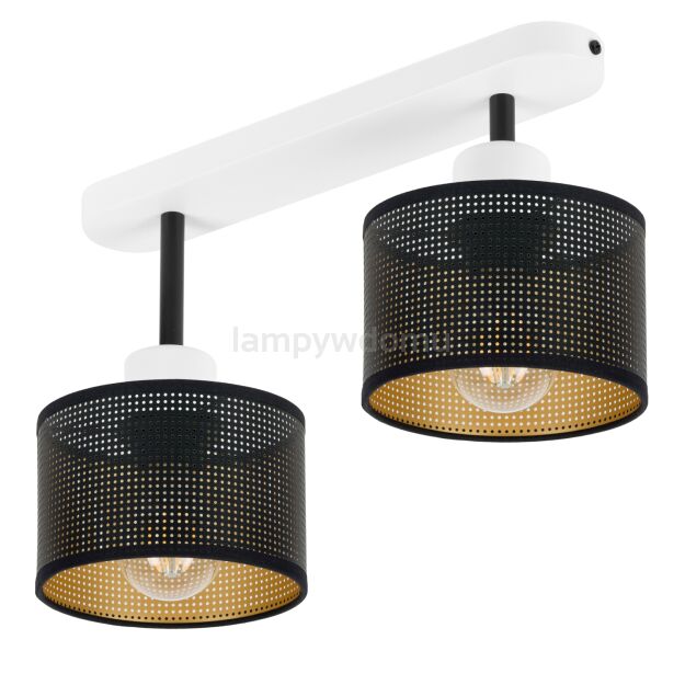 Lampa sufitowa biała dwupunktowa z czarnymi abażurami B-3306WE-SC E27
