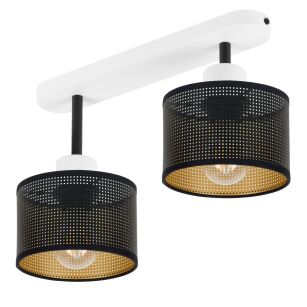 Lampa sufitowa biała dwupunktowa z czarnymi abażurami B-3306WE-SC E27