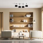 Czarno-biała lampa sufitowa, czteropunktowy spot DSC60x7WE z drewna i metalu E27 - 3