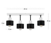 Czarno-biała lampa sufitowa, czteropunktowy spot DSC60x7WE z drewna i metalu E27 - 4