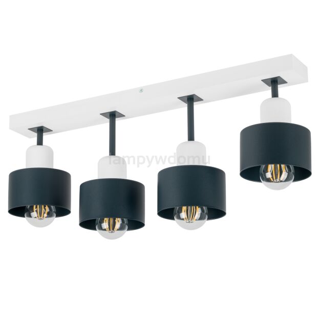 Antracytowo-biała lampa sufitowa, czteropunktowy spot DAN60x7WE z drewna i metalu E27