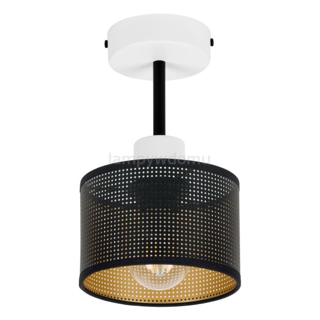 Lampa sufitowa biała jednopunktowa z czarnym abażurem B-1010WE-SC E27