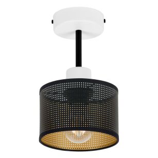 Lampa sufitowa biała jednopunktowa z czarnym abażurem B-1010WE-SC E27