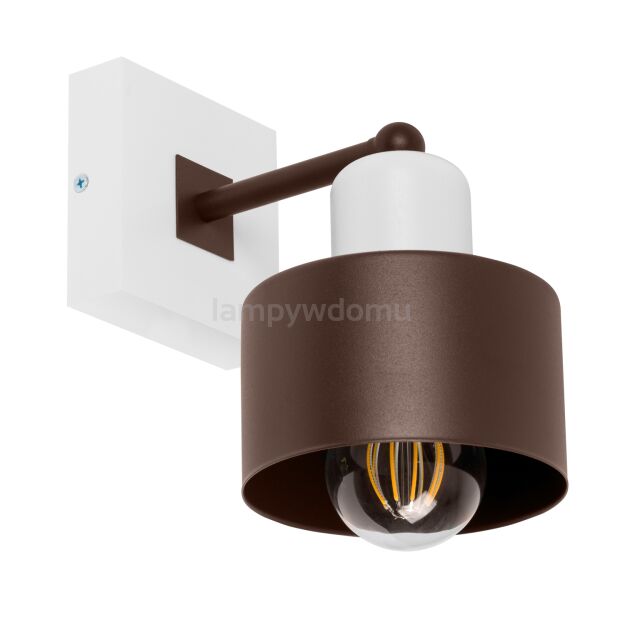 Brązowo-biały kinkiet LED WD-BR10x10WE jednopunktowy z litego drewna