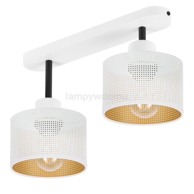 Lampa sufitowa biała dwupunktowa z białymi abażurami B-3306WE-WE E27