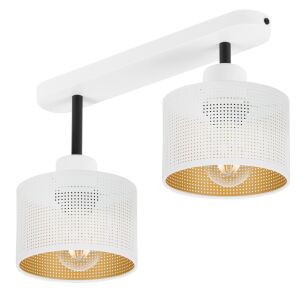 Lampa sufitowa biała dwupunktowa z białymi abażurami B-3306WE-WE E27