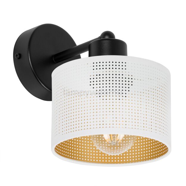 Czarny kinkiet jednopunktowy z białym abażurem WD-BE-1010SC-WE