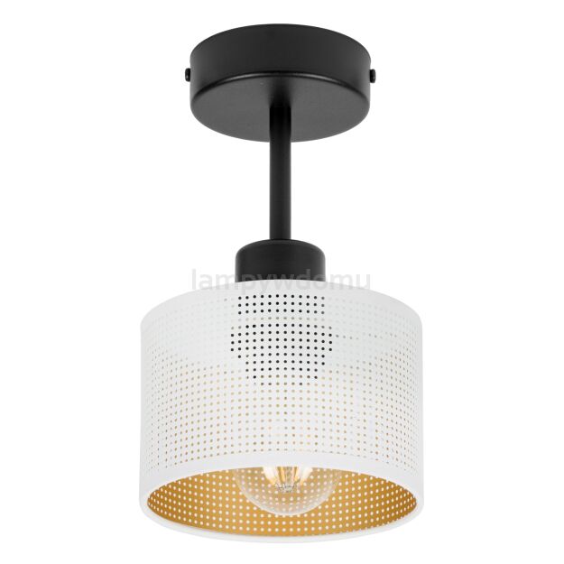 Lampa sufitowa czarna jednopunktowa z białym abażurem B-1010SC-WE E27