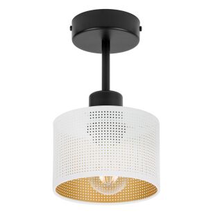 Lampa sufitowa czarna jednopunktowa z białym abażurem B-1010SC-WE E27