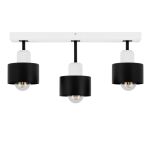 Czarno-biała lampa sufitowa, trzypunktowy spot DSC50x7WE z drewna i metalu E27 - 2