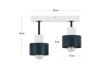 Antracytowo-biała lampa sufitowa, dwupunktowy spot DAN30x7WE z drewna i metalu E27 - 4