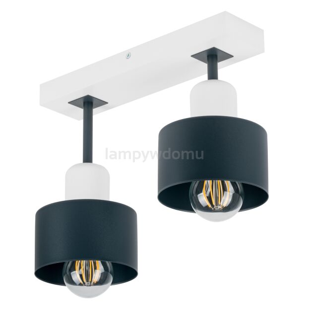 Antracytowo-biała lampa sufitowa, dwupunktowy spot DAN30x7WE z drewna i metalu E27