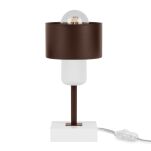 Brązowo-biała lampka nocna stołowa DTI-BR10x10WE buk 1xE27 - 2
