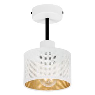 Lampa sufitowa biała jednopunktowa z białym abażurem B-1010WE-WE E27