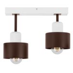 Brązowo-biała lampa sufitowa, dwupunktowy spot DBR30x7WE z drewna i metalu E27 - 2