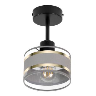 Lampa sufitowa czarna jednopunktowy spot z szarym abażurem T-1010SC-GR E27