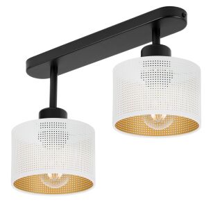 Lampa sufitowa czarna dwupunktowa z białymi abażurami B-3306SC-WE E27