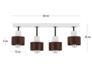 Brązowo-biała lampa sufitowa, czteropunktowy spot DBR60x7WE z drewna i metalu E27 - 4
