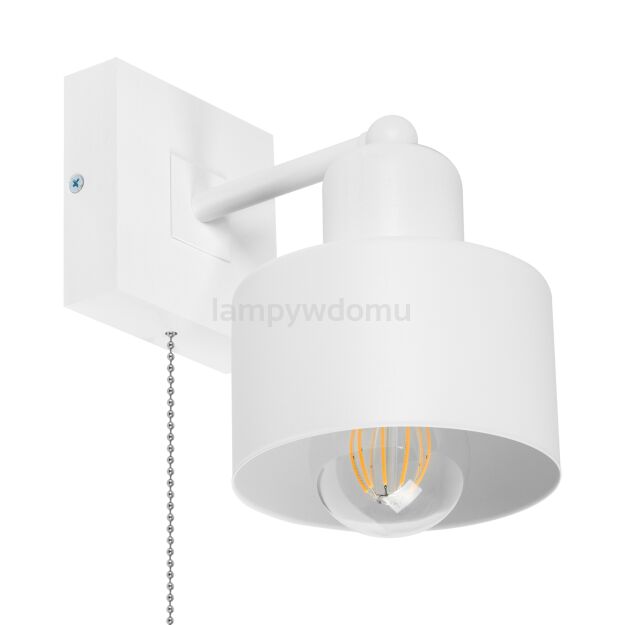 Biały kinkiet LED SHWD-WE10x10WE jednopunktowy z litego drewna z włącznikiem