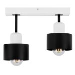 Czarno-biała lampa sufitowa, dwupunktowy spot DSC30x7WE z drewna i metalu E27 - 2