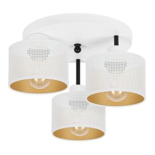 Lampa sufitowa biała trzypunktowa z białymi abażurami B-3030WE-WE E27