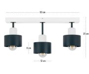 Antracytowo-biała lampa sufitowa, trzypunktowy spot DAN50x7WE z drewna i metalu E27 - 4