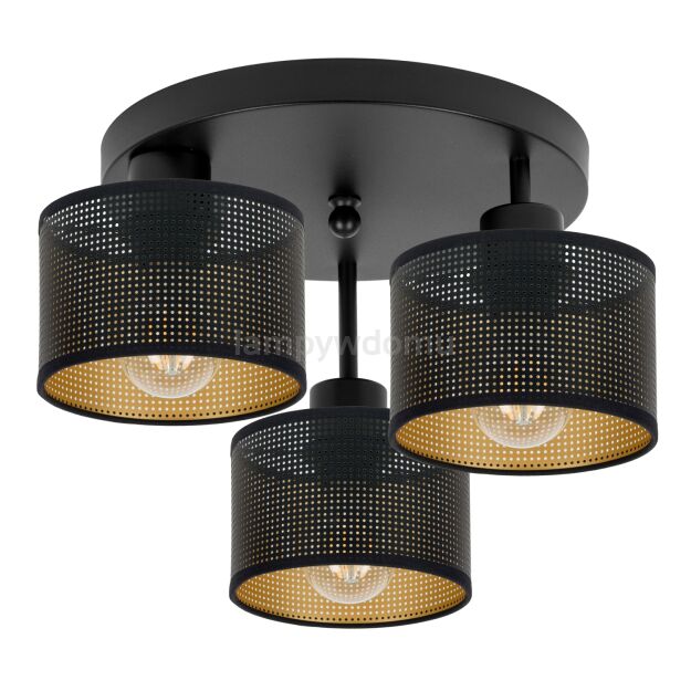 Lampa sufitowa czarna trzypunktowa z czarnymi abażurami B-3030SC-SC E27