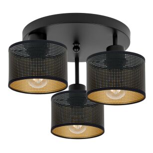 Lampa sufitowa czarna trzypunktowa z czarnymi abażurami B-3030SC-SC E27