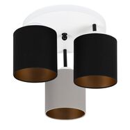 Lampa sufitowa biała trzypunktowa z szaro-czarnymi abażurami C-3030WE-SCGRSC E27