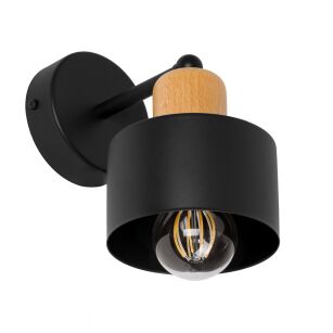 Czarny kinkiet LED WD-BU1010SC jednopunktowy z metalu i drewna
