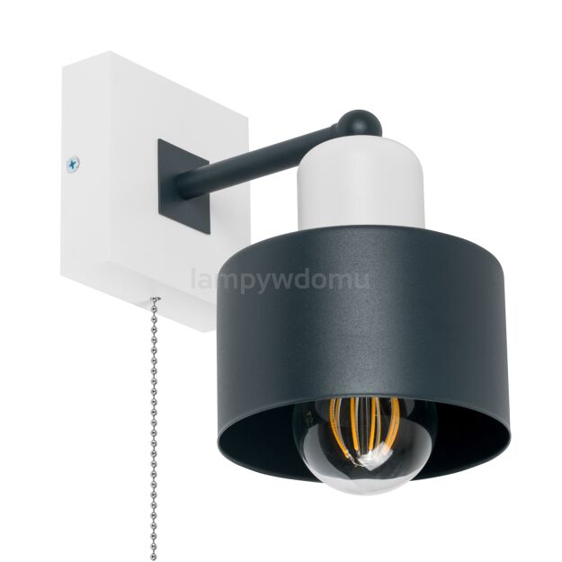 Antracytowo-biały kinkiet LED SHWD-AN10x10WE jednopunktowy z litego drewna z włącznikiem