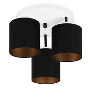 Lampa sufitowa biała trzypunktowa z czarnymi abażurami C-3030WE-SCSCSC E27