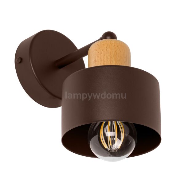 Brązowy kinkiet LED WD-BU1010BR jednopunktowy z metalu i drewna