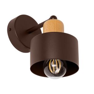 Brązowy kinkiet LED WD-BU1010BR jednopunktowy z metalu i drewna