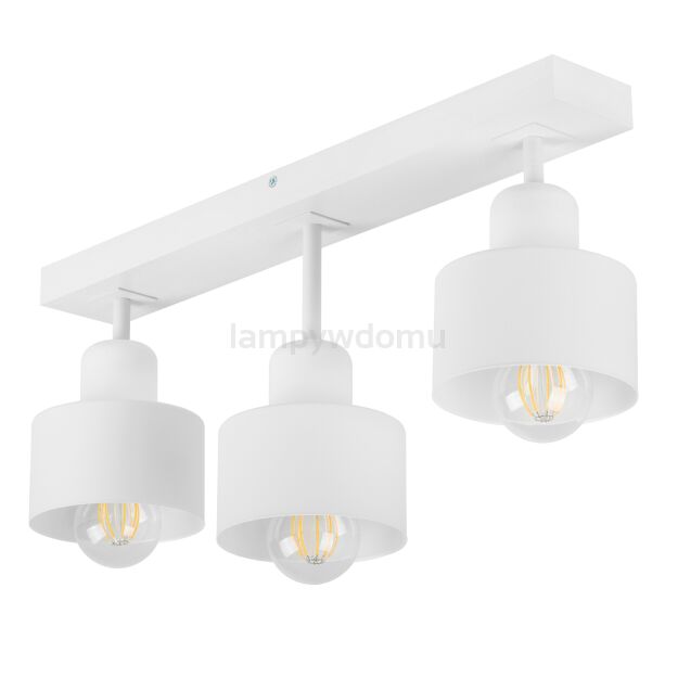 Biała lampa sufitowa, trzypunktowy spot DWE50x7WE z drewna i metalu E27