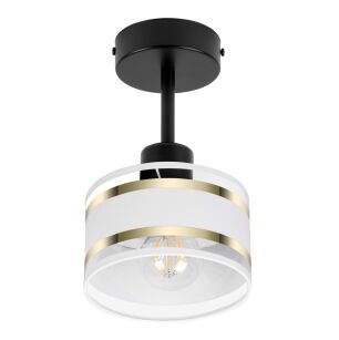 Lampa sufitowa czarna jednopunktowy spot z białym abażurem T-1010SC-WE E27