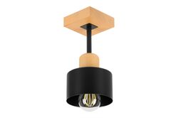 Czarna lampa sufitowa, jednopunktowy spot DSC10x10BU z drewna i metalu E27