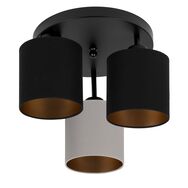Lampa sufitowa czarna trzypunktowa z szaro-czarnymi abażurami C-3030SC-SCGRSC E27